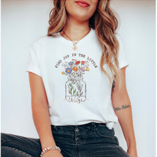 Hitta glädjen i Little Sak Retro Wildblommor T Shirt