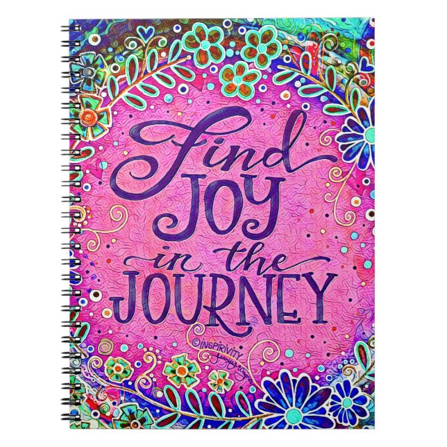 Hitta glädjen i Trendiget Journey Rosa Inspiritivi Anteckningsbok (Framsidan)