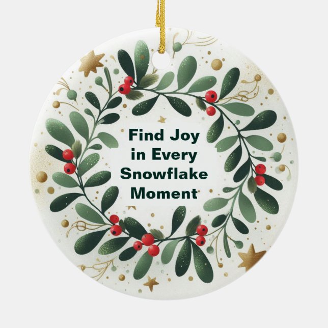 Hitta glädjen i varje snöflammande julprydnad julgransprydnad keramik (Baksidan)