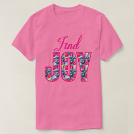 Hitta JOY Ord Art i Fuchsia Rosa and Teal Grönt T Shirt