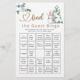 Hitta matchen Gäst Bingo Winter Baby Shower