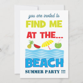 Hitta mig på Beach Summer Party Inbjudningar