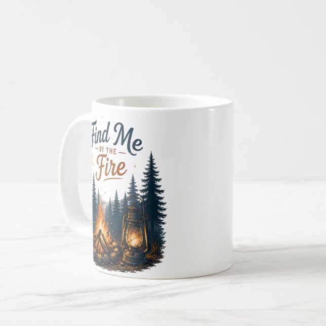 Hitta Mig Vid Lägret Elddunst Camping Natur  Kaffemugg (Framsida vänster)