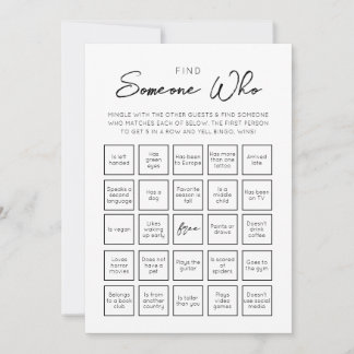 Hitta någon som Guests Bingo-spelkort Inbjudningar