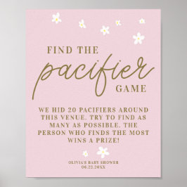 Hitta Nappar Baby Shower Game Boho Daisys Rosa Poster
