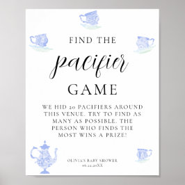 Hitta Nappar Baby Tea China Set Blue White Snöre Poster