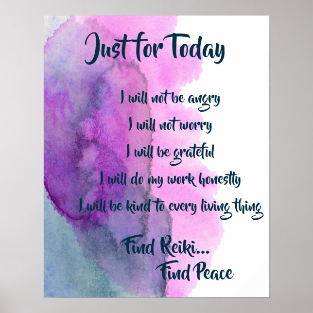 Hitta Reiki, sök färgen Peace Blue Lila Poster (Framsidan)