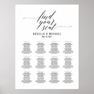 Hitta sätet - Bröllop Bord, sätesdiagram N.2 Poster