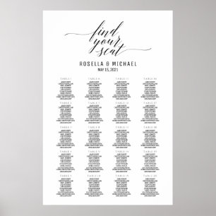 Hitta sätet - sätesschemat för Bröllop Bord Poster