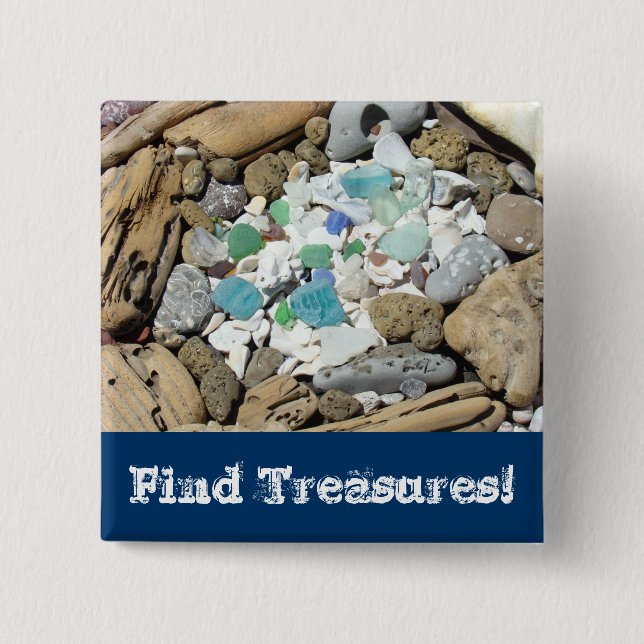 Hitta skatter! knappar Sea Glass Beach Shells (Framsida)