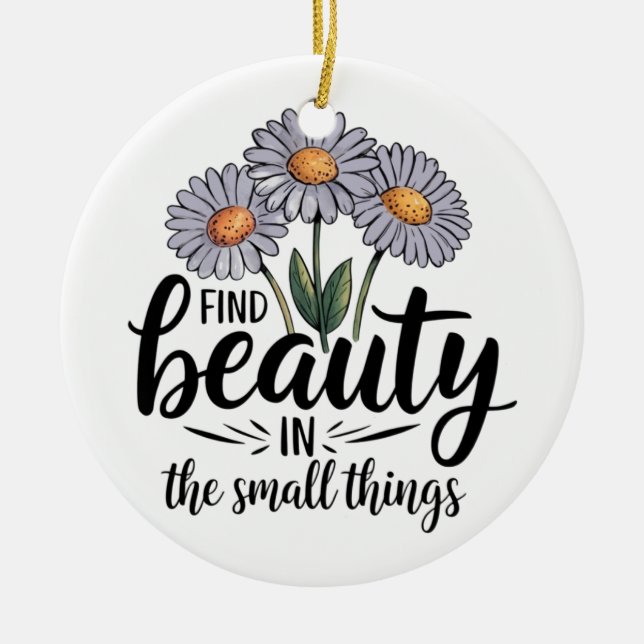 Hitta skönhet i det lilla saken julgransprydnad keramik (Framsidan)