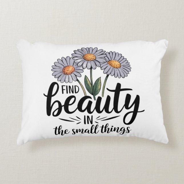 Hitta skönhet i det lilla saken prydnadskudde (Framsidan)