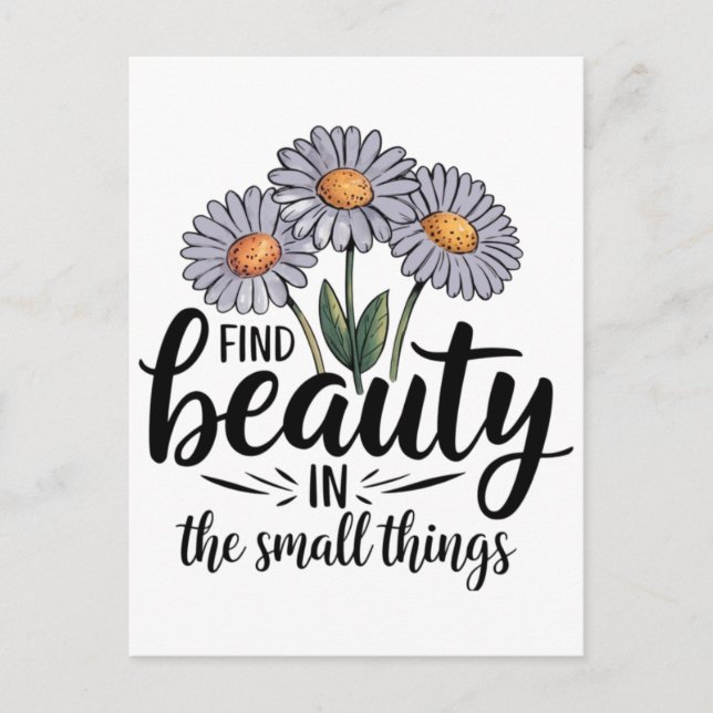 Hitta skönhet i det lilla saken vykort (Framsida)