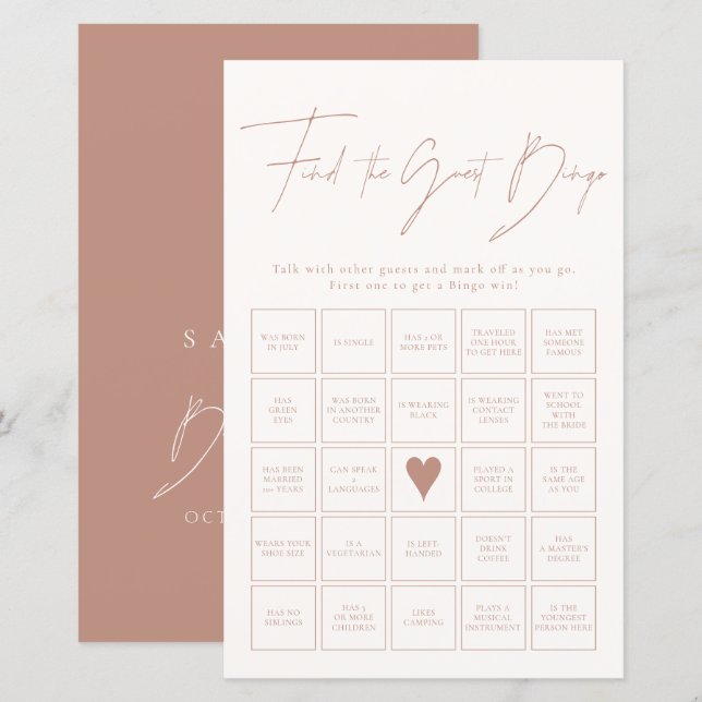 Hitta spel för gästbingos  Rosa-Möhippa (Fram/baksida)