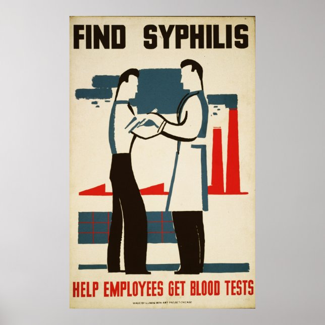 Hitta Syfililis Vintage Health Poster (Framsidan)