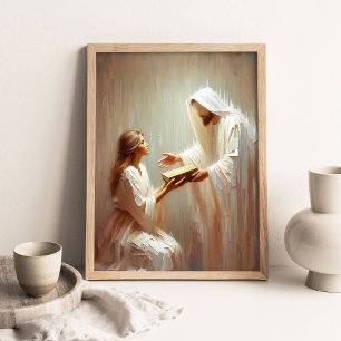 Hitta tro, kristen konst, Jesus Kristus och Gir Poster