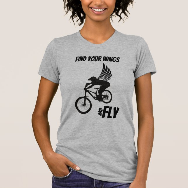 Hitta Vingar och Fly Mountain Bike Shirt T Shirt (Framsida)