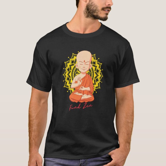 Hitta Zen Zen Little Baby Buddha Lotus T Shirt (Framsida)