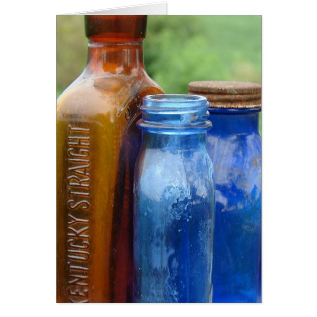 Hittade Antique Flaskor Hälsningskort (Framsidan)