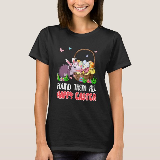 Hittade dem all jakt på Opossum i Glad påsk Bunny T Shirt (Framsida)