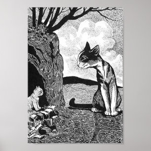 Hittade en kattunge, Louis Wain Poster