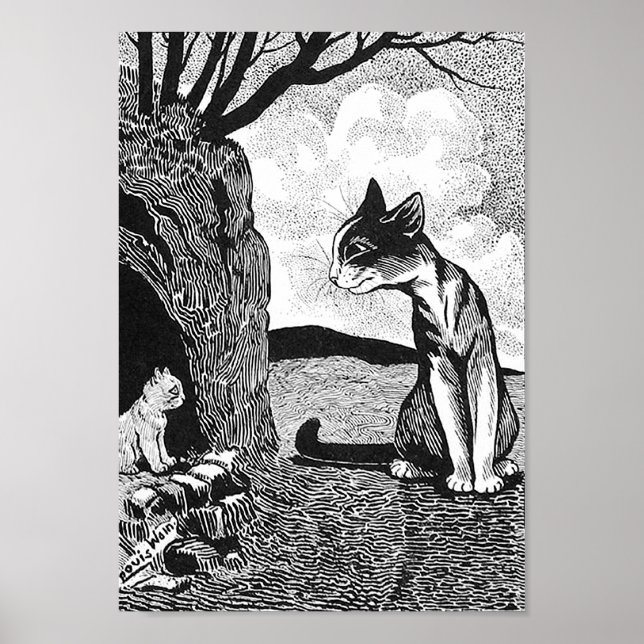Hittade en kattunge, Louis Wain Poster (Framsidan)