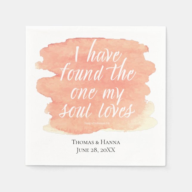 Hittade en min Soul Kärlek bible Verse Bröllop Pappersservett (Framsidan)