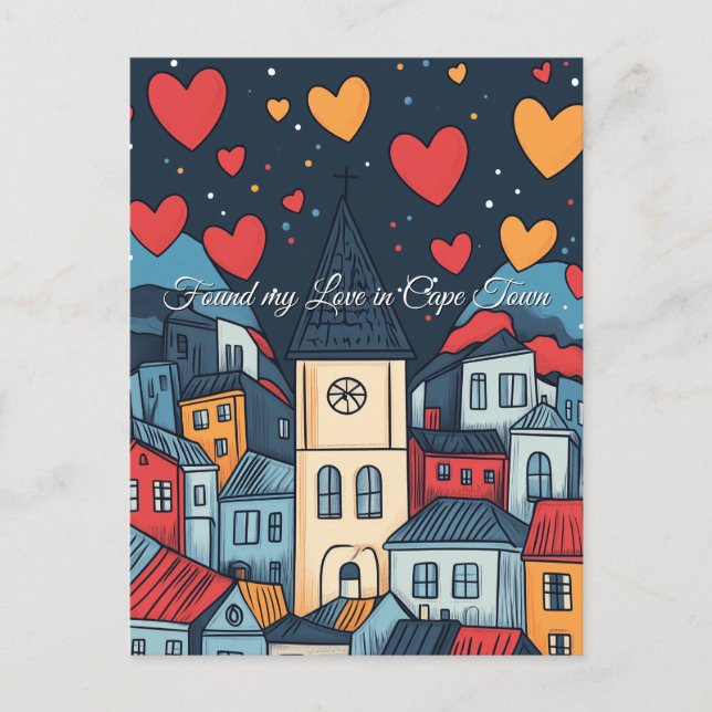 Hittade Kärlek i Cape Town Valentine Day Vykort (Framsida)