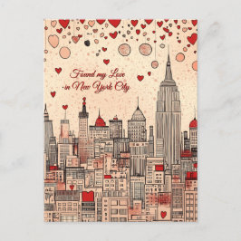 Hittade Kärlek i New York City Valentine Day Vykort