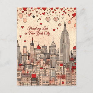 Hittade Kärlek i New York City Valentine Day Vykort