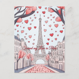 Hittade Kärlek i Paris Frankrike Valentine Day Vykort