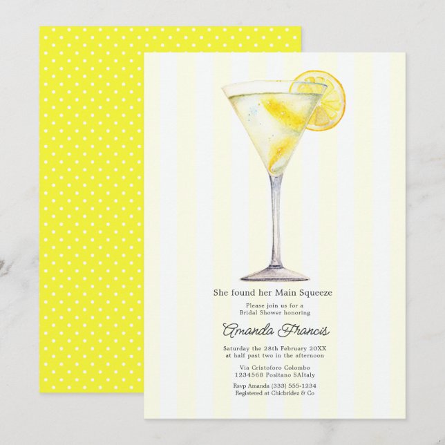 Hittade Sin Huvudkram Lemon Martini Bröllopsfest Inbjudningar (Fram/baksida)