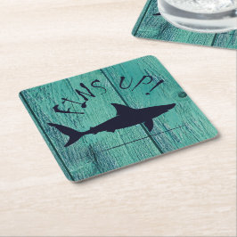 Hittar upp Underbart vitt hajblått trä Underlägg Papper Kvadrat