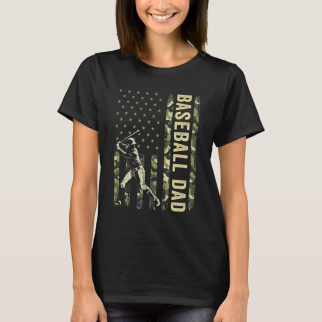 Hitter Baseball Manar Camo American Flagga Basebal T Shirt (Framsida)