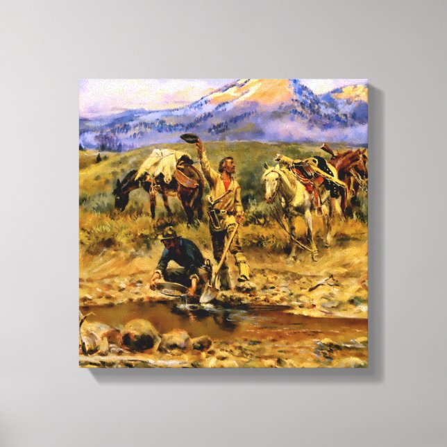 “Hitting Pay Dirt” av Charles M Russell Canvastryck (Framsida)