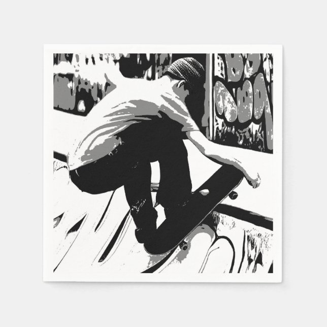 Hitting the Ramp - Skateboarder Pappersservett (Framsidan)