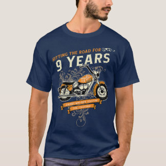 Hitting The Road for 9 Years Biker 9th Wedding Ann T Shirt