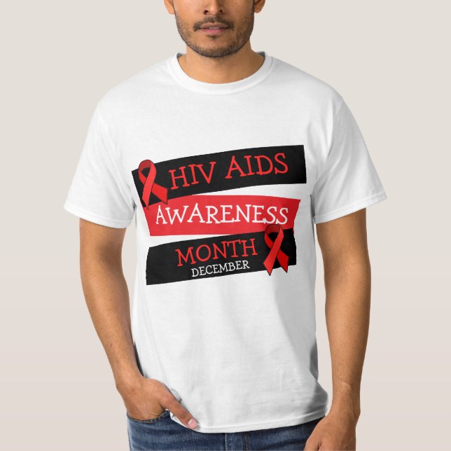 HIV AIDS AWARENESS MÅNAD december Knappsändning T Shirt (Framsida)