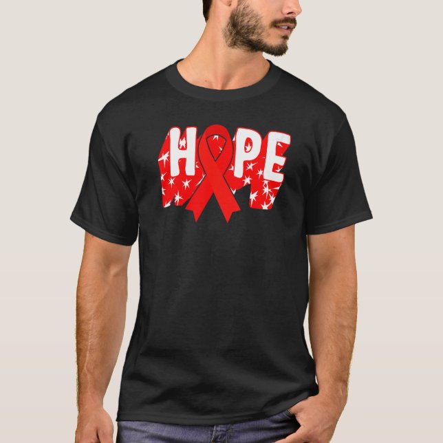 Hiv Aids Awareness Month Hope Red Ribbon Warrior S T Shirt (Framsida)