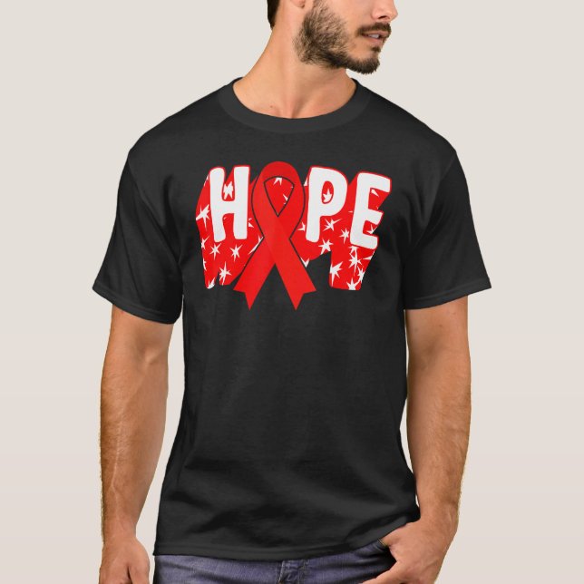 Hiv Aids Awareness Month Hope Red Ribbon Warrior S T Shirt (Framsida)