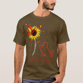 HIV AIDS Awareness SunflowerButterfly Cat T Shirt