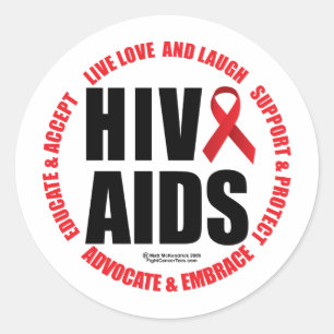 HIV/AIDS bor kärlekskratt Runt Klistermärke