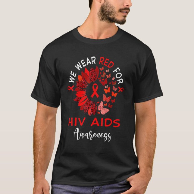 Hiv Aids Medvetenhet Leopard Solros T Shirt (Framsida)