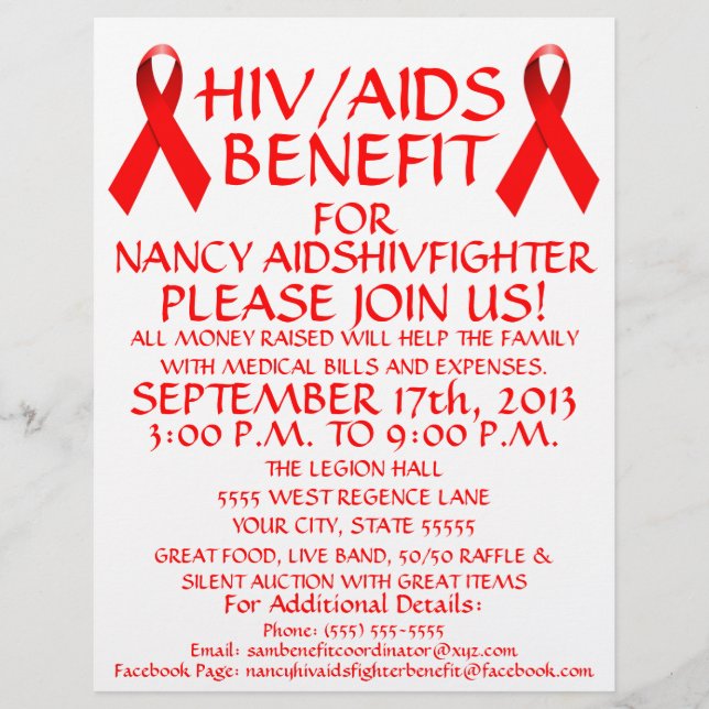 HIV AIDS Red Ribbon Benefit Flyer (Framsidan)