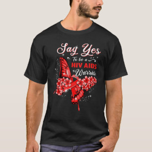 HIV AIDS Warrior Red Butterfly Womens T Shirt
