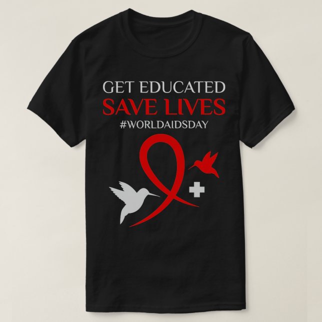 Hiv-medvetenhet hos Lit om Aids Awareness World Ai T Shirt (Design framsida)