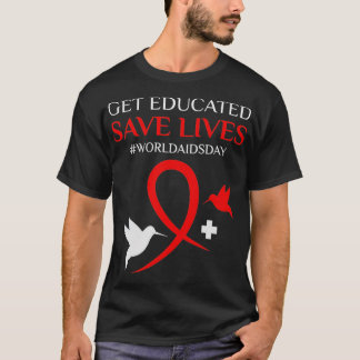 Hiv-medvetenhet hos Lit om Aids Awareness World Ai T Shirt