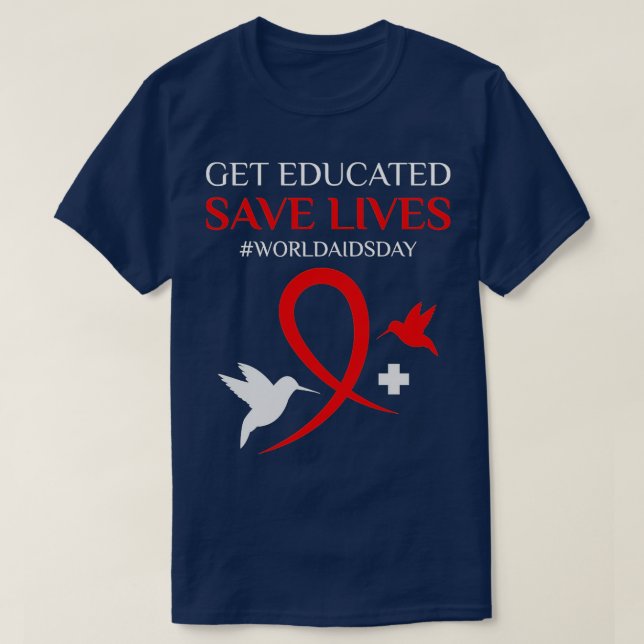 Hiv-medvetenhet hos Lit om Aids Awareness World Ai T Shirt (Design framsida)