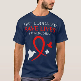 Hiv-medvetenhet hos Lit om Aids Awareness World Ai T Shirt