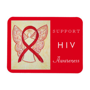 HIV Red Awareness Ribbon Angel Anpassningsbar Gift Magnet